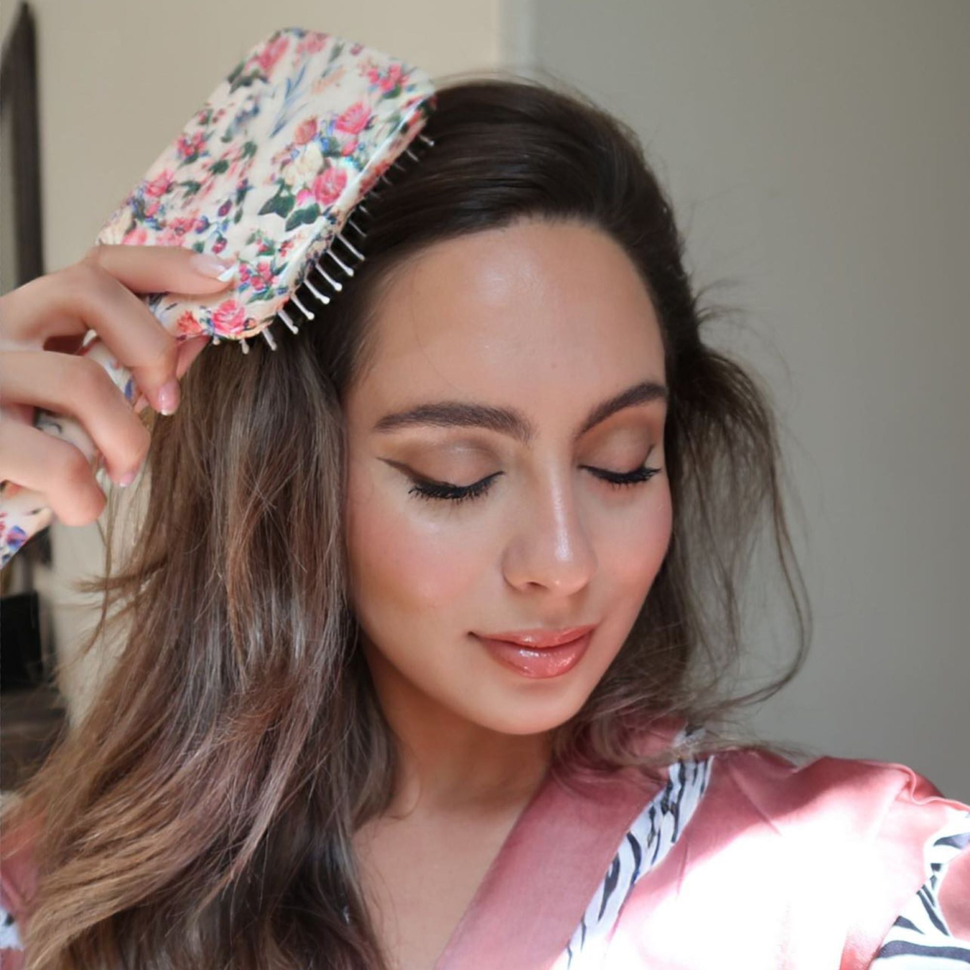 Rectangular Paddle Hair Brush Floral
